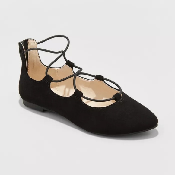 Cat & Jack Other - Cat & Jack Black Lace up Ballet Flats